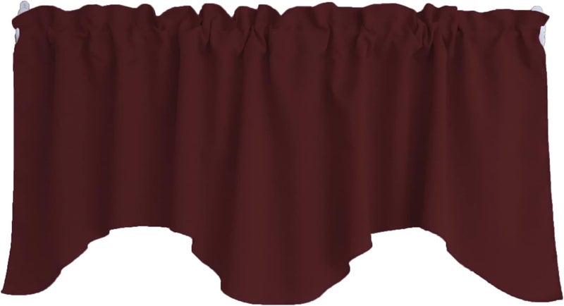 Zen Creative Designs Solid Poplin Scalloped Window Valance Home Décor Bedroom Nursery Kitchen Window (Burgundy) - Image 1